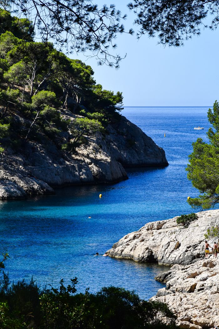 Beautiful view of the Calanques with crystal blue waters in Provence, France.